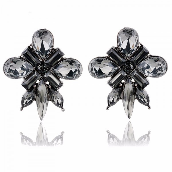 Smokey Gray Starlet Crystal Gems Stud Earrings